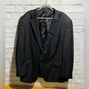 Peter Millar Black Sport Coat with Notched Lapels, Size 52T